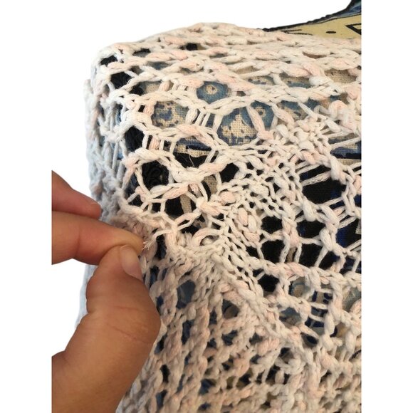 J Jill Women's Blush Pink White Layering 3/4 Sleeve Beach Wear Sweater Sz M - Picture 10 of 16